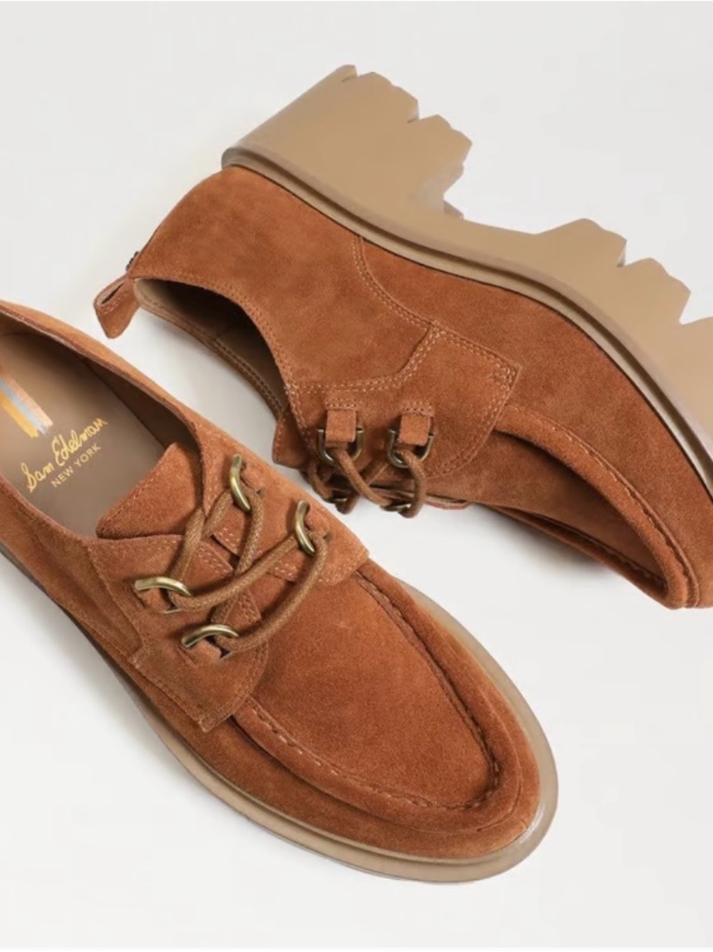SAM EDELMAN Monna Lace Up Lug Sole Loafer Size 9 - Picture 3 of 9